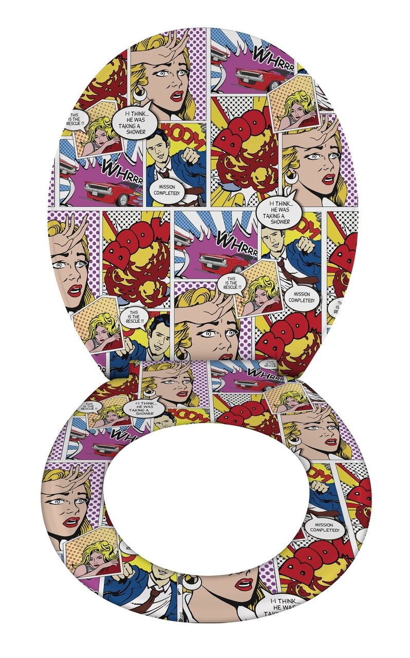 Capac de toaleta cu sistem automat de coborare, Wenko, Pop-Art, 38 x 45 cm, duroplast, multicolor - imagine 4